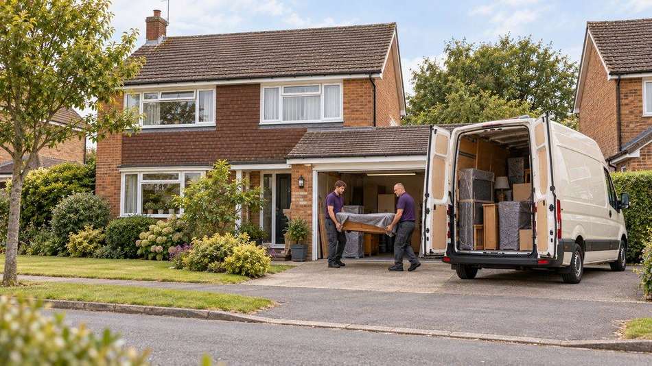 Our crew loading a van outside a customer's home
